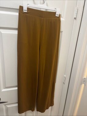 Fabletics Wide Leg Pull-On Pants in Mustard Brown